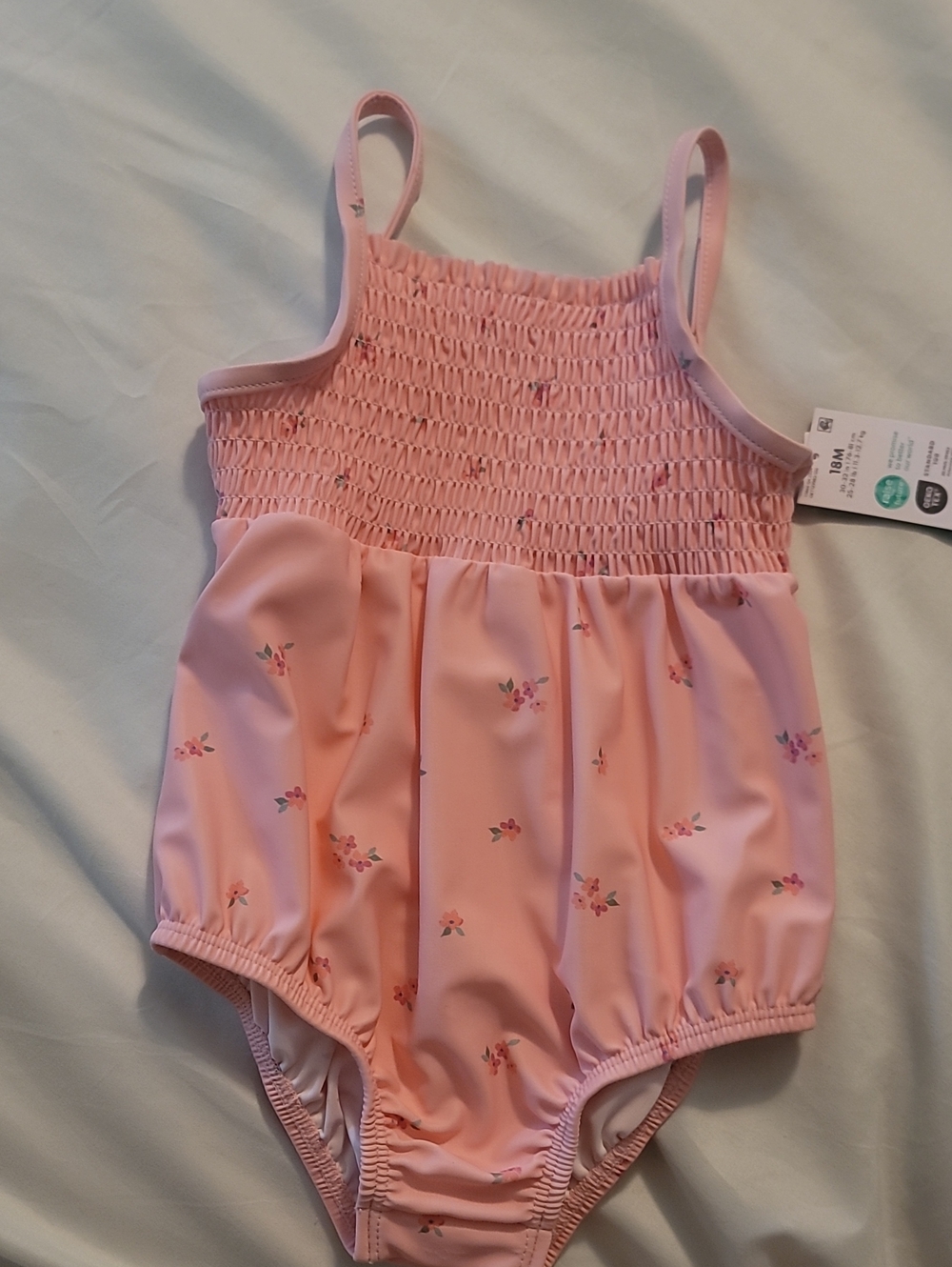 OshKosh B'gosh Pink Floral Smocked One-Piece Swim Suit
